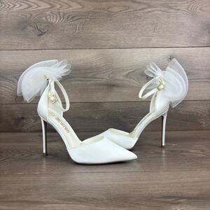 Dream Pairs Stilettos High Heel Pointed Toe Bow Ankle Strap Pump Shoes Women 6.5